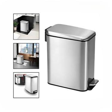 Imagem de Lixeira retangular Inox Línea 5 Litros Pedal para Banheiro Escritório 