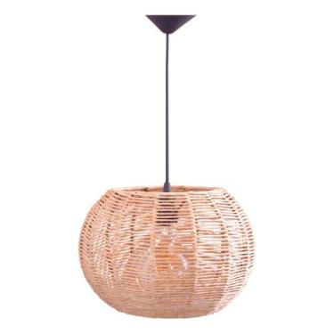 Imagem de Pendente Luminária Teto Bola Pequena Palha De Milho 32x21 - FibraDecor