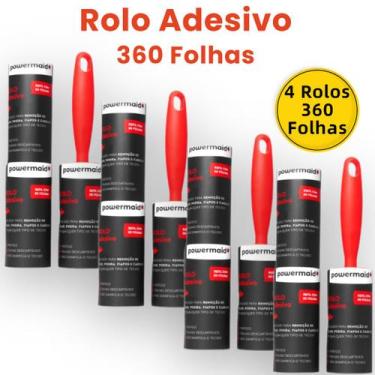 Imagem de Kit 4 pct Rolo Adesivo Tira Pelos e Pó 90 Folhas Powermaid