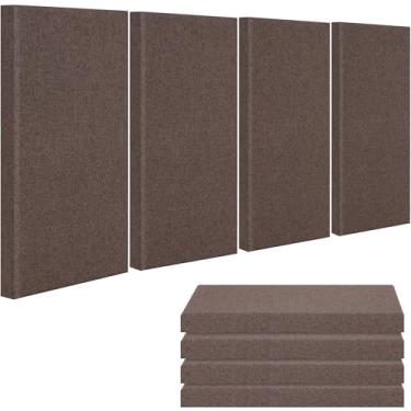 Imagem de EVENRISING 4 painéis acústicos de tecido, 61 cm x 30 cm x 5 cm painéis à prova de som para paredes, painéis de parede acústicos, painéis de parede autoadesivos à prova de som para absorção de eco para