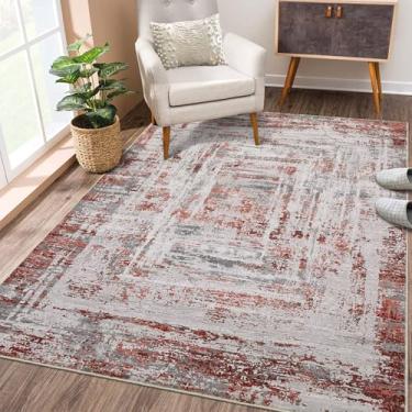 Imagem de Tapetes de área grande, 22,5 x 30,5 cm, lavável, moderno, abstrato, para sala de estar, com revestimento antiderrapante, resistente a manchas, tapete contemporâneo com detalhe de pilha baixa para sala