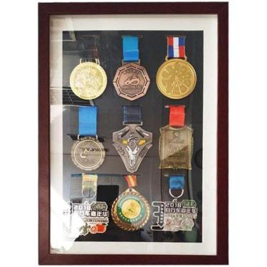 Imagem de Molduras De Fotografiamoldura De Certificado Moldura De Caixa De Medalha Para Exibir Medalhas De Guerra/Militares/Esportivas, Mahogany Color, 6 holes 33 * 33