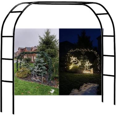 Imagem de Grande Arco De Jardim De Metal, Suporte De Flores De Arqueiro De Arcos De Rosa Resistente, Para Plantas Trepadeiras Suporte De Decoração De Jardim De Arco, Green, W2.4M*H2.2M