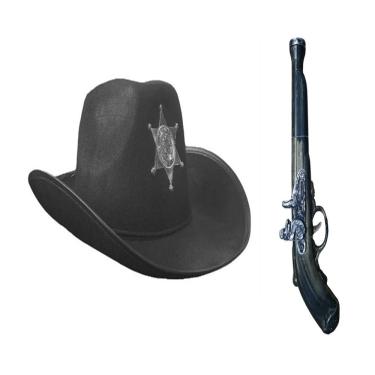 Imagem de Fantasia Xerife Cowboy Garrucha Chapeu Adulto Festa Junina