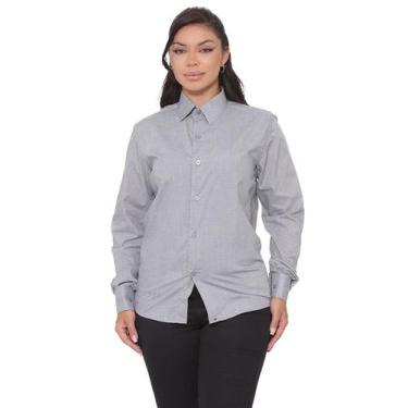 Imagem de Camisa Social Feminina Premium Tipo Linho Manga Longa Smoke - Pthirill