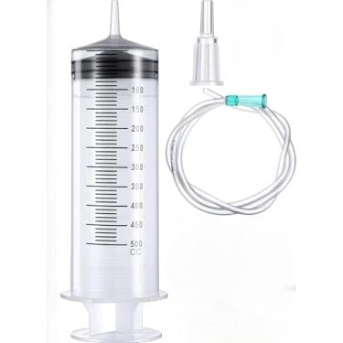 Imagem de MAYMII·HOME Seringa Grande De 500 Ml Com Tubo 32" E Agulha, Estéril Selada Individualmente, Jardim Plástico Para Líquidos, Tinta, Resina Epóxi, Óleo, Rega Plantas, Recarga
