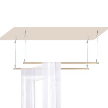 Imagem de Beyeutao Estrutura de Cama de Madeira com Dossel, 63", Estrutura de Cortinas de Cama, Postes de Cama de Madeira Maciça, Postes de Cama Pendurados, Estrutura de Cama com Dossel, Est (1"L X 78"C (Pacote