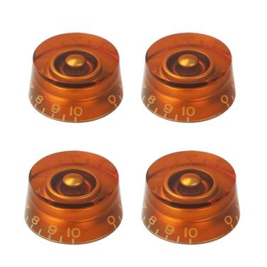 Imagem de Banworks Botões De Controle Guitarra Dos Anos 60, 24 Splines, Imperiais, 2 Tons E Volume, 6 Mm (15/64"), Speed Top Hat Para Guitarras Elétricas Gibson Les Paul Sg, Pacote Com 4 Jt/Xn-08 Amber
