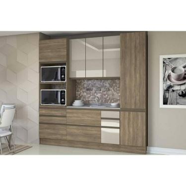 Imagem de Cozinha Completa Maxxi 4 Peças (1Aéreo+1Balcão+2Paneleiros) s/Pia CPT46 Nogal - Kappesberg