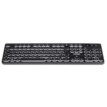 Imagem de Teclado USB PRETO Slim LED Branco c/ Teclas Retro VINIK