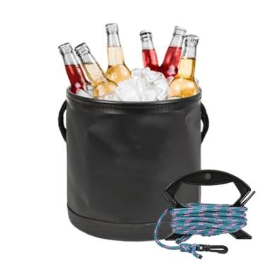 Imagem de Balde de água dobrável | Lavatório de acampamento dobrável de 4,5 L - Recipiente de água dobrável, lavatório portátil, balde de praia multifuncional à prova d'água para