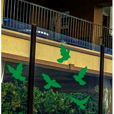 Imagem de Adesivo Pássaros Para Evitar Colisão Em Janelas Vidros sacadas varandas evita acidentes com aves passarinhos (30, VERDE)