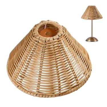 Imagem de CHGCRAFT Candeeiro de lustre império com encaixe em cone natural de vime persiana de substituição com clipe para lâmpada de piso, luminária pendente, arandelas de parede