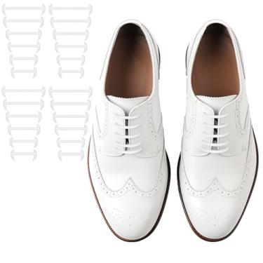 Imagem de Wavwavw Cadarços elásticos sem laço para homens cadarços de silicone âncora sapato social sem laço para adultos, Branco, about 1.18 inch /3cm, 1.57 inch /4cm, 1.97 inch /5cm