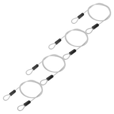 Imagem de PATIKIL Cabo de aço inoxidável revestido de vinil de 3/40.6 cm de diâmetro com laços, 4 peças de corda de fio flexível de 1,2 m (119,4 cm) Cadeado de corrente de segurança para iluminação de palco ao