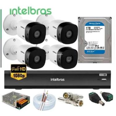 Imagem de Kit Intelbras 4 Cam Full Hd 1220b Dvr imhdx 3108 Com hd