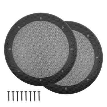 Imagem de Capas de grade de alto-falante de 20 cm, protetor de protetor de subwoofer de alto-falante de carro, moldura de plástico ABS com malha de metal, preto - 2 peças