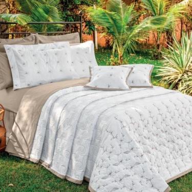 Imagem de Cobre Leito Queen Istambul Bordado 200 Fios 100% Algodão 5 Peças - Bra