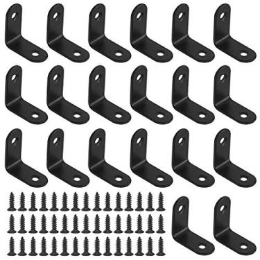 Imagem de Glarks 20 conjuntos de 30 mm, preto, suporte em L, ângulo reto, suporte de juntas de canto para cadeira de madeira, prateleira, janela, armário de móveis (30 x 30 x 2 mm)