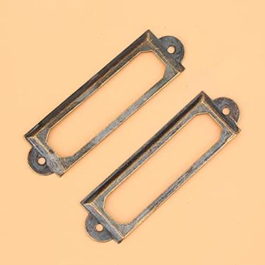 Imagem de Yctze YCTZE 20 PCS Retro Metal Label Titulares 1x2 Polegada para Gaveta, Etiquetas de Placa de Bronze para Prateleira e Material Escolar, Tags de Nomes de Gavetas DIY, Acessórios para Estudantes