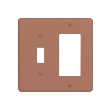 Imagem de LOLREAI Placa de cobertura para interruptor de luz, marrom mocha, 2 gangs, conjunto de interruptores, placas de parede decorativas e capas de tomada, capa para banheiro, quarto, decoração de casa