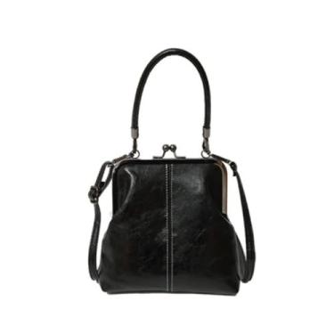 Imagem de Bolsa carteiro vintage de couro sintético macio, bolsa feminina elegante com trava e zíper