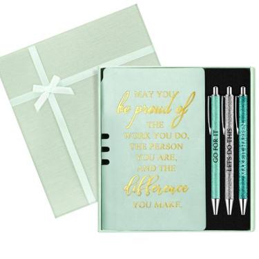 Imagem de Conjunto de presentes Resurhang Leather Journal Notebook com 3 canetas