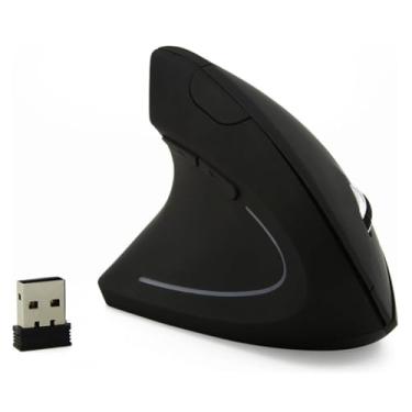 Imagem de Mouse canhoto, sem fio, USB de 2,4 GHz, mouse vertical ergonômico para canhotos, menos ruído com receptor USB, 6 botões, 3 DPI ajustáveis 800/1200/1600 para laptop, PC, desktop e Mac (preto)