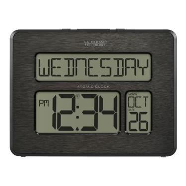 Imagem de La Crosse Technology Relógio de parede digital atômico 513-1419C com calendário e temperatura interna