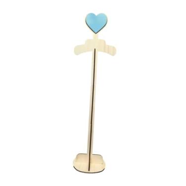 Imagem de Ｂｅｓｇａ Suporte para roupas de bebê, cabide para vestidos com topo de coração, altura ajustável, cabide para roupas, para quarto de criança, bonecas, Azul