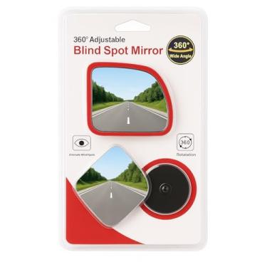 Imagem de Pacote com 2 espelhos de ponto cego, vidro HD ajustável de 360°, grande angular convexo sem moldura para carro, caminhão, SUV, espelho retrovisor auxiliar giratório para maior segurança ao dirigir