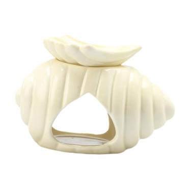 Imagem de Fenteer Queimador de óleo essencial de concha, aquecedor de aroma, decoração, porta-velas, difusor de mesa, porta-velas para Halloween e Dia dos Namorados