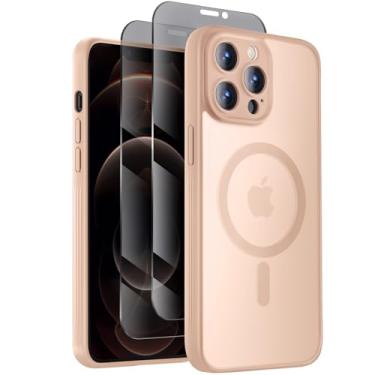 Imagem de Symcele Capa projetada para iPhone 12 Pro, compatível com MagSafe, com protetores de tela de privacidade X2, [proteção da câmera] [proteção contra quedas militares] capa de telefone à prova de choque