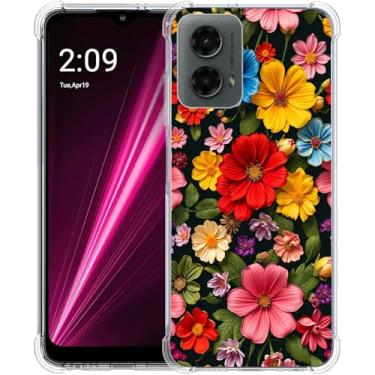 Imagem de Beaucov Capa para Moto G 5G 2024, linda estampa de flores, proteção contra quedas, à prova de choque, capa protetora de corpo inteiro resistente a arranhões para Motorola Moto G 5G 2024