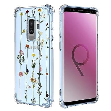 Imagem de GTBDEKI Capa de telefone para Galaxy S9 Plus, capa para Samsung S9+ G965U, capa transparente com padrões de jardim de flores capa protetora para celular para Samsung Galaxy S9 Plus floral jardim