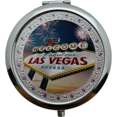 Imagem de Central Souvenir and Novelty LLC Espelhos compactos de Las Vegas, design multi-óleo Sin City (Las Vegas Sign)
