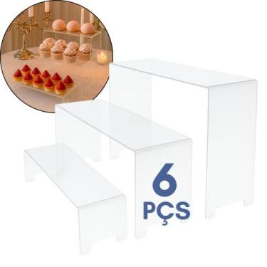 Imagem de Kit 6 Display Plataforma Expositores Loja Balcão Vitrine Base Calçados