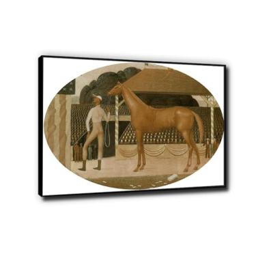 Imagem de "Cavalo de corrida" por Grant Impressão de arte de parede famosa em tela pronta para pendurar pintura gótica para sala de estar decoração de casa 70 x 98 cm moldura preta