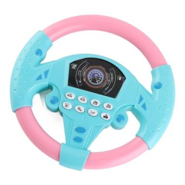 Imagem de Cryfokt Brinquedo Interativo do Volante de Carro Com Sons, Alta Imitação de Imitação, Música Dinâmica, Acessório de Copo de Sucção, Crianças Fingem que a Ferramenta de Condução de (Azul rosa)
