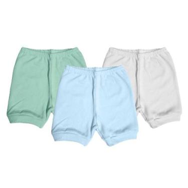 Imagem de Kit 3 pç Shorts Bebê Básico Liso Menino Menina Verão Enxoval - Koala B