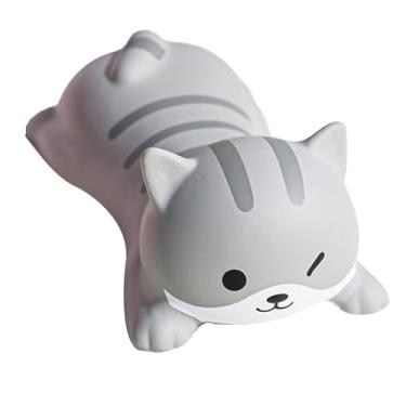 Imagem de Mouse Descanso De Pulso Bonito Animal Dos Desenhos Animados Confortável Descompressão Ergonômica Suporte De Pulso Pad para Home Office Resina 12.5x6.4cm (Gato cinza)
