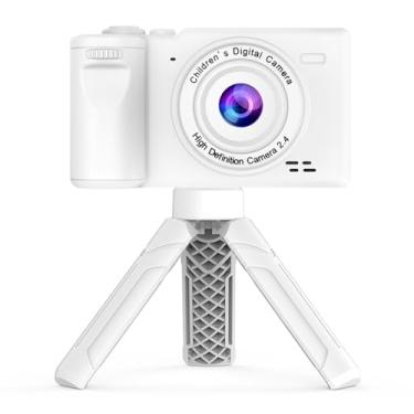 Imagem de Andoer Câmera Digital Infantil 1080P Com Tripé, Mini Vídeo Para 12Mp, Tela Ips De 2,4" Bateria Integrada, Alça Pescoço, Mesa Aniversário Meninos E Meninas, Branca
