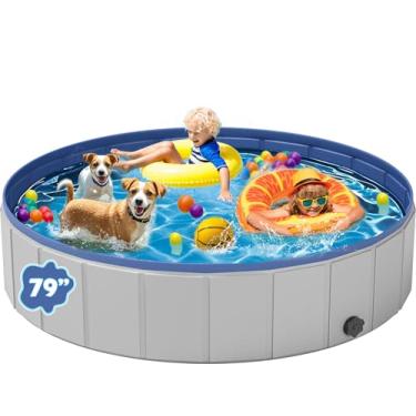 Imagem de Piscina para cães grandes, piscina de plástico dobrável para cães antiderrapante (GG - 199 x 40 cm)