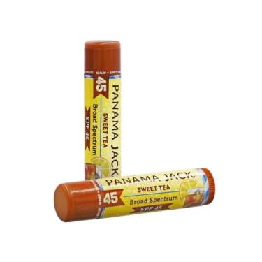 Imagem de Panama Jack Protetor solar protetor labial - FPS 45, proteção solar UVA-UVB de amplo espectro, previne e acalma lábios secos e rachados, chá doce, pacote com 2