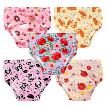 Imagem de Pacote com 5 roupas íntimas de treinamento para meninas, roupa íntima de algodão reutilizável, calça de treinamento para bebês e meninas pequenas (EUA, idade, 4 anos, laranja)