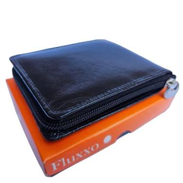 Imagem de Carteira masculina de couro ziper pequena cartão organiza RG documento