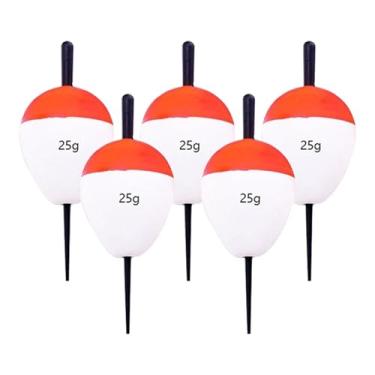 Imagem de menolana 5 peças de bóias de pesca Bobbers EVA oval vermelho branco cor brilhante alta flutuabilidade espuma bóias conjunto para pompano pesca de longo, 25g