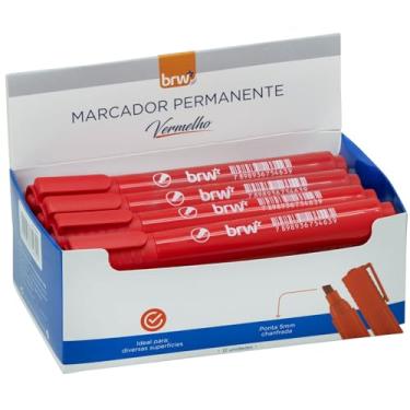 Imagem de BRW Pincel Atômico Permanente Vermelho ponta chanfrada BRW 12un