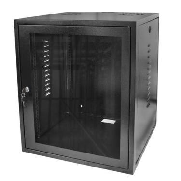 Imagem de Mini Rack Parede 19" 12X470MM C/ 2 Plano Preto - Contato