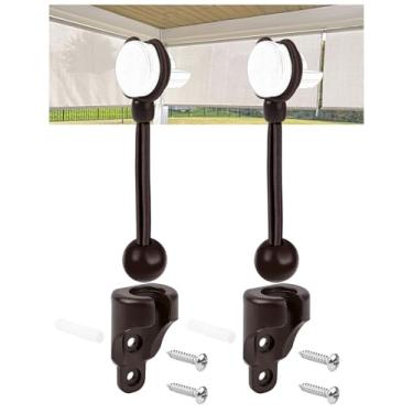 Imagem de CACELY Peças de reposição de sombra amarradas estendidas até 15 cm para Coolaroo Outdoor Roller Shade Novo modelo adequado para todas as versões de persianas externas (kit Bungee, 1 conjunto, marrom)